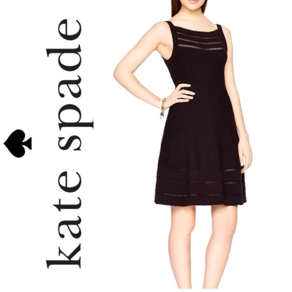 Kate Spade Open Cable Sweater Dress black large